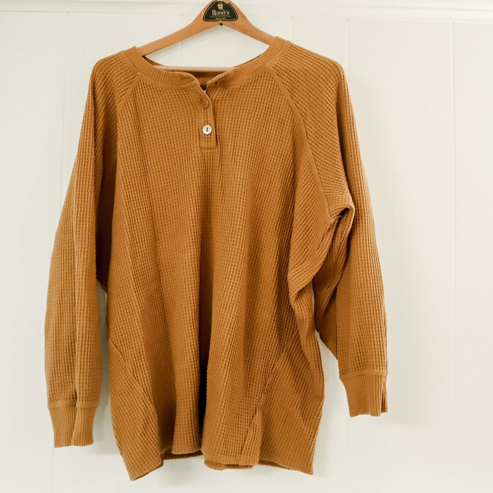 Old Navy Mustard Waffle Knit Top